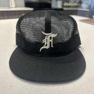 Fear of God Essentials Black Mesh Fitted Hat